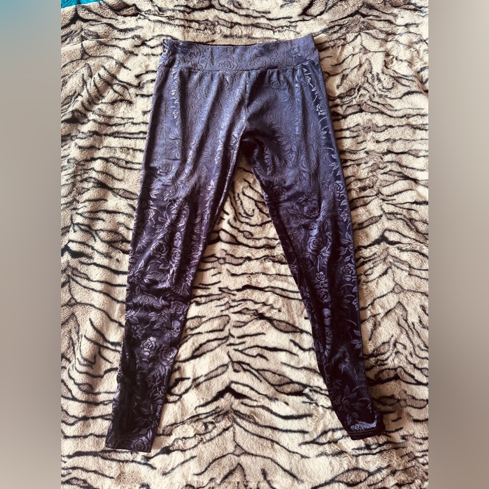 Killstar Purple Velvet Bite Me Leggings Pants XL